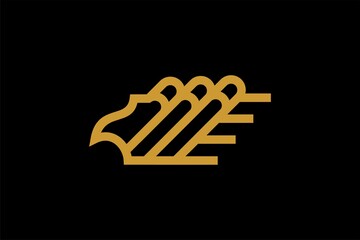 Eagle line logo design vector. Wild bird illustration symbol. Gold eagle outline vector icon.