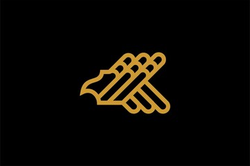Eagle line logo design vector. Wild bird illustration symbol. Gold eagle outline vector icon.