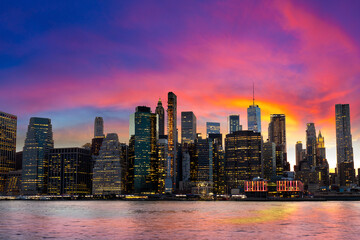 Fototapeta na wymiar Manhattan at night in New York