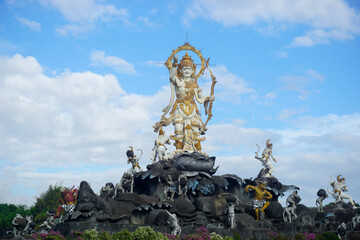 Denpasar, Bali, Indonesia (1 August 2021): Landmark of Denpasar city (Ida Bagus Mantra Bypass...