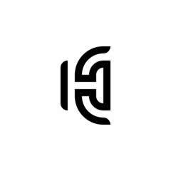 initial letter CH monogram log outline stroke