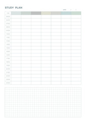 Note, scheduler, diary, calendar planner document template illustration. study plan form.