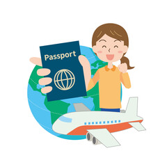 パスポートを持って旅行をする女性