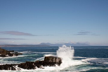 Waves crashing on the rocks