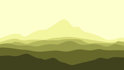 Vector landscape illustration of mountain and hill layers scenery good for background, desktop background, backdrop design, card or ticket background, wallpaper.