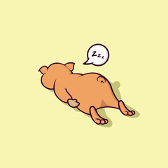 Cute brown hamster sleeping soundly cartoon icon illustration