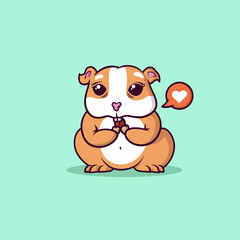Cute brown hamster eating sunflower seeds cartoon icon illustration