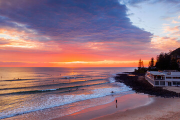 Pink sunrise skies over Burleigh Heads, Gold Coast