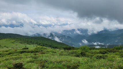 Cheonseongsan Mountain landscape covered with mist in Korea