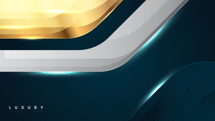 Abstract technology metallic surface background with dark blue and gold panel vector