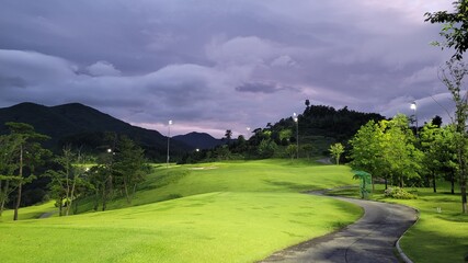 Fototapeta na wymiar Beautiful golf course scenery in Korea