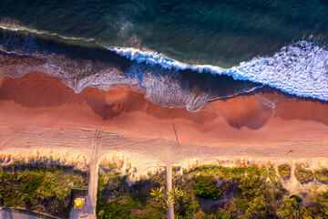 Top down aerial view over Main Beach, Gold Coast.