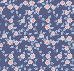 Japanese Classic Bouquet Branch Vector Seamless Pattern