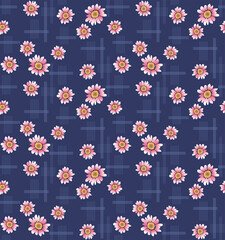 Fototapeta na wymiar Japanese Cute Flower Cross Line Vector Seamless Pattern