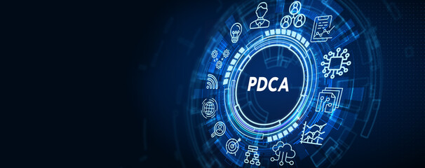 PDCA Plan Do Act Check Business technology concept. Technology, Internet and network concept.