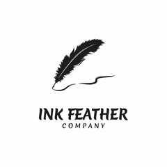 Silhouette ink feather writing lawyer logo design