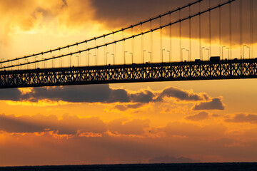 明石海峡大橋　橋　夕焼け