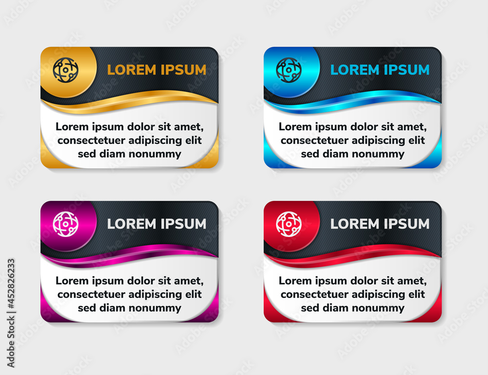 Poster four step infographic with rectangle layout. 3d paper fold style use combination colorful gradient w
