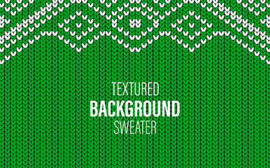 Modern minimalistic autumn, winter background, wallpaper with a texture of a green sweater, woolen clothes with white naverzhski, Scandinavian geometric patterns. 