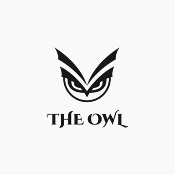 Owl head simple logo design. 