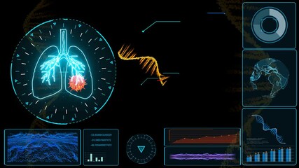 mRNA model on computer monitor research and analysis for mRNA to protection COVID 19 mutation