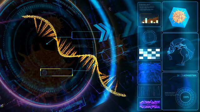 mRNA on Quantum computer inverter futuristic technology digital holographic process and analysis for big data and matrix polygon background - Powered by Adobe
