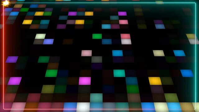 rectangle button dance rhythm abstract colorful spot light energy fast blink texture with red blue laser border background