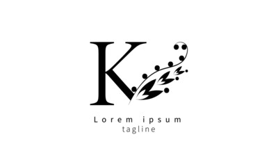 Premium vector initial letter K florish typography logo design