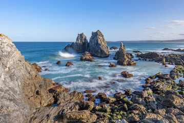 high angle view of camel rock at bermagui during a spring afternoon