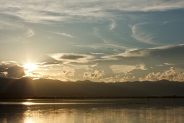 sunset over the river
