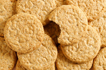 sweet cookies on orange color background.