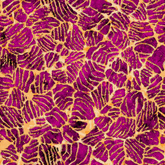 Seamless bright vivid pink and yellow pattern swatch for print. High quality illustration. Abstract background or wallpaper design. Brilliant, colorful, dynamic and expressive chic pattern design.