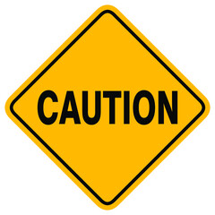 caution yellow sign. square warning with text, vector illustration. 
 