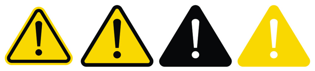 Set of caution icon, warning yellow sign. vector illustration. 