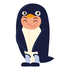 cute boy in costume penguin