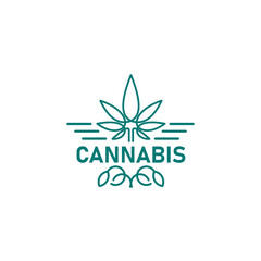 Fototapeta na wymiar Organic cannabis farm Marijuana Hemp Leaf medical Marijuana logo design template. Vintage style. Symbol stock vector.
