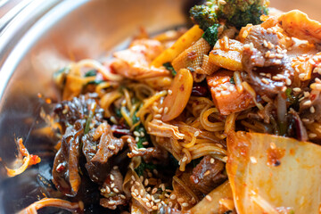 Chinese spicy stir-fried food with many ingredients Malaxianguo.