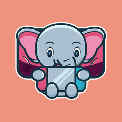 vector illustration of cute elephant 
playing games
