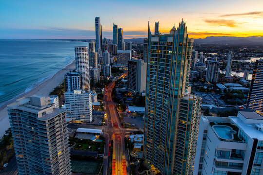 Gold Coast cityscape sunset view