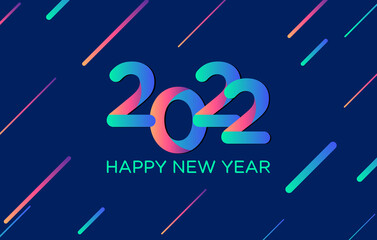 Happy New Year 2022 Greeting Luxury and Elegant Gradient Design. Vector illustration of 2022 or twenty twenty two logo numbers