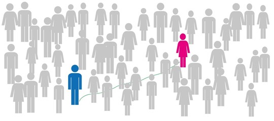 Fans, spectators, the crowd. A positive picture. Abstract. People are isolated figures on a white background. Find your soul mate destiny.