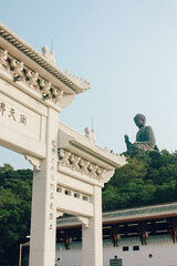 Obraz premium Big Buddha on the mountain at Ngong Ping