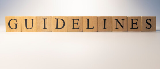 Word Guidelines crafted from wooden cubesfinance and business.