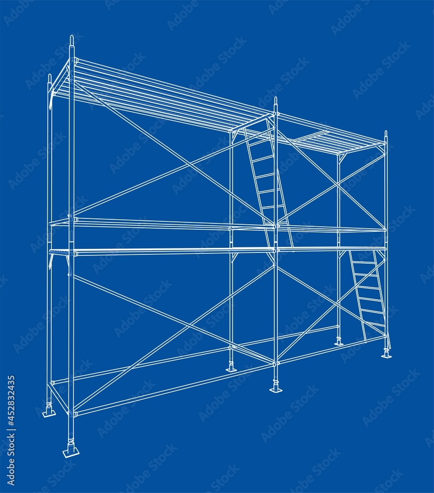 Poster prefabricated scaffolding. vector