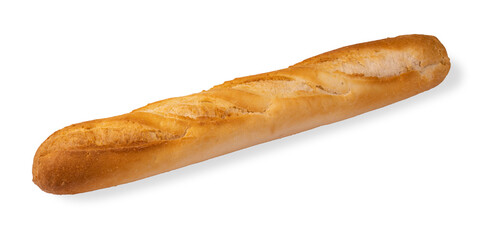 Wheat flour baguette isolated on a white background.Fresh pastries on a white background.