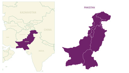 Fototapeta na wymiar pakistan map. map of pakistan and neighboring countries.