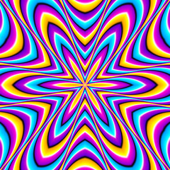 Six-pointed colorful star. Motion illusion.