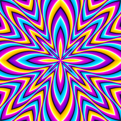Colorful four-pointed star. Motion illusion.