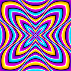  Colorful four-pointed star. Optical expansion illusion.