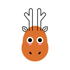 Deer face isolated on white. Cute deer animal